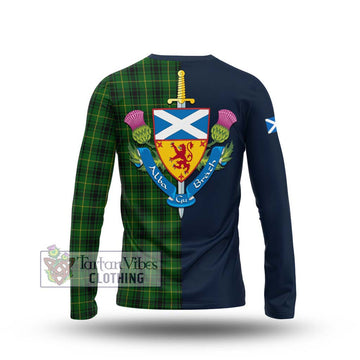 Tartan Vibes Clothing MacArthur Tartan Long Sleeve T-Shirt with Scottish Lion Royal Arm Half Style
