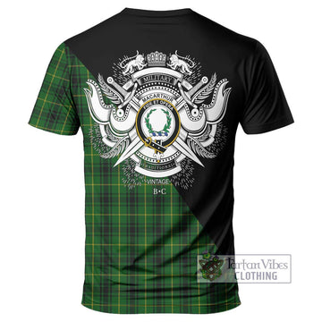 MacArthur (McArthur) Tartan T-Shirt with Family Crest and Military Logo Style - Tartanvibesclothing Shop