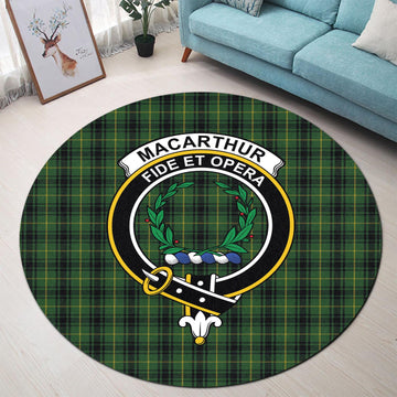 macarthur-tartan-round-rug-with-family-crest