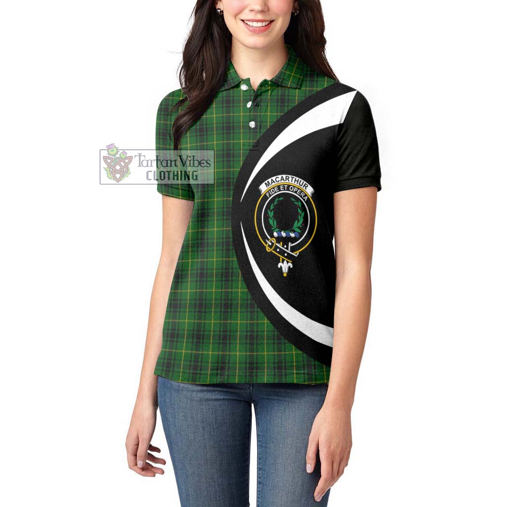 MacArthur (McArthur) Tartan Women's Polo Shirt with Family Crest Circle Style - Tartan Vibes Clothing