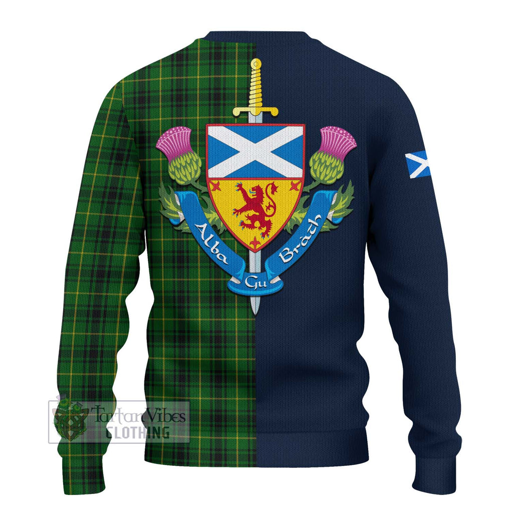 Tartan Vibes Clothing MacArthur Tartan Knitted Sweater with Scottish Lion Royal Arm Half Style