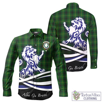 MacArthur Tartan Long Sleeve Button Up Shirt with Alba Gu Brath Regal Lion Emblem