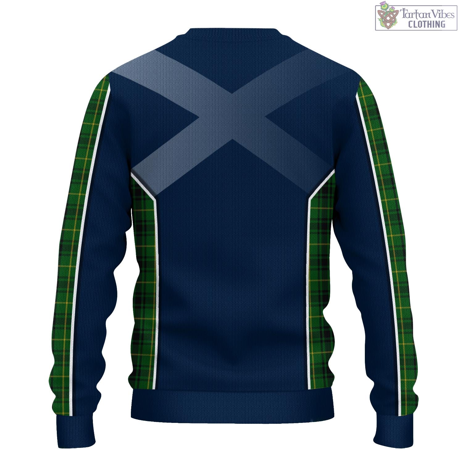 Tartan Vibes Clothing MacArthur Tartan Knitted Sweatshirt with Family Crest and Scottish Thistle Vibes Sport Style