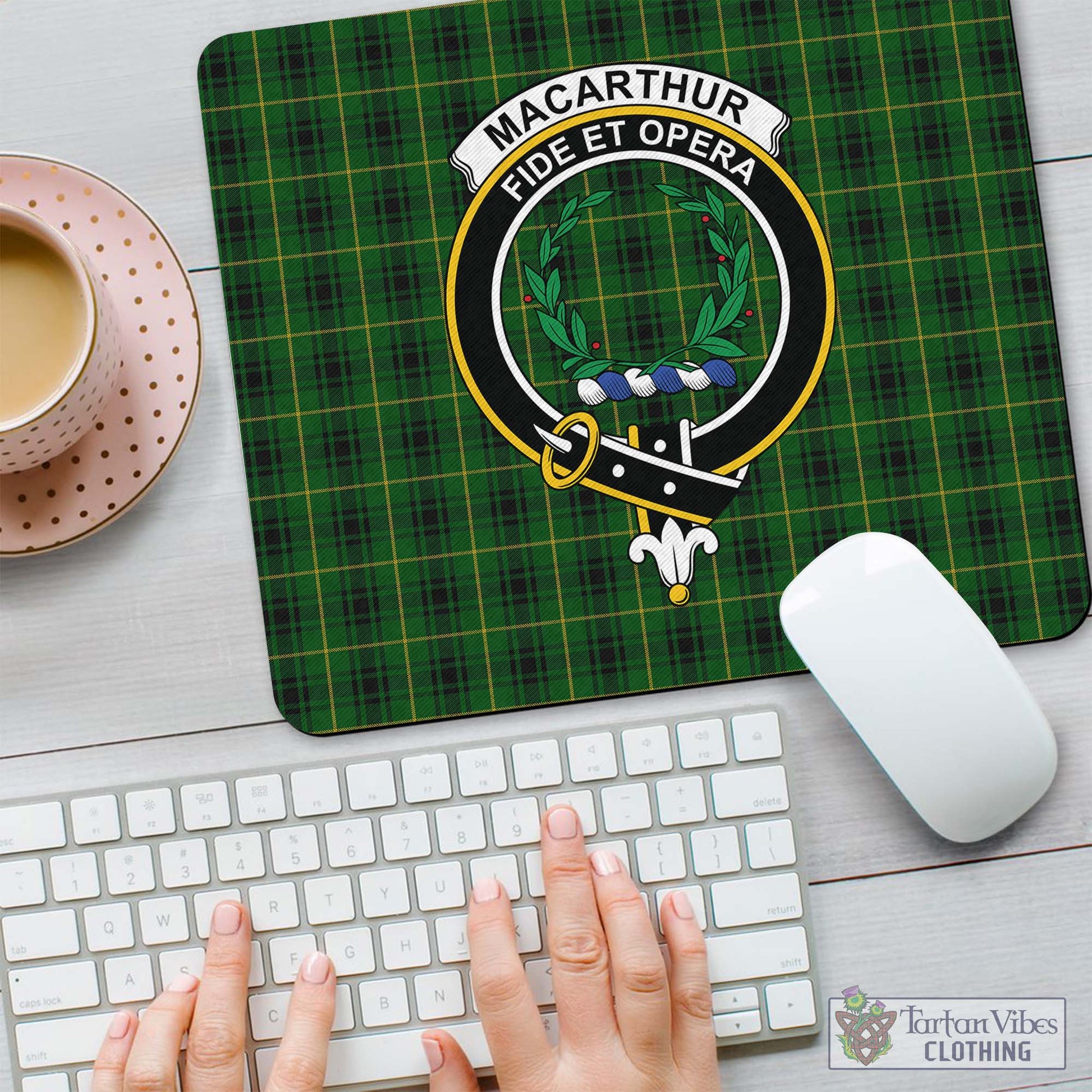Tartan Vibes Clothing MacArthur Tartan Mouse Pad with Family Crest