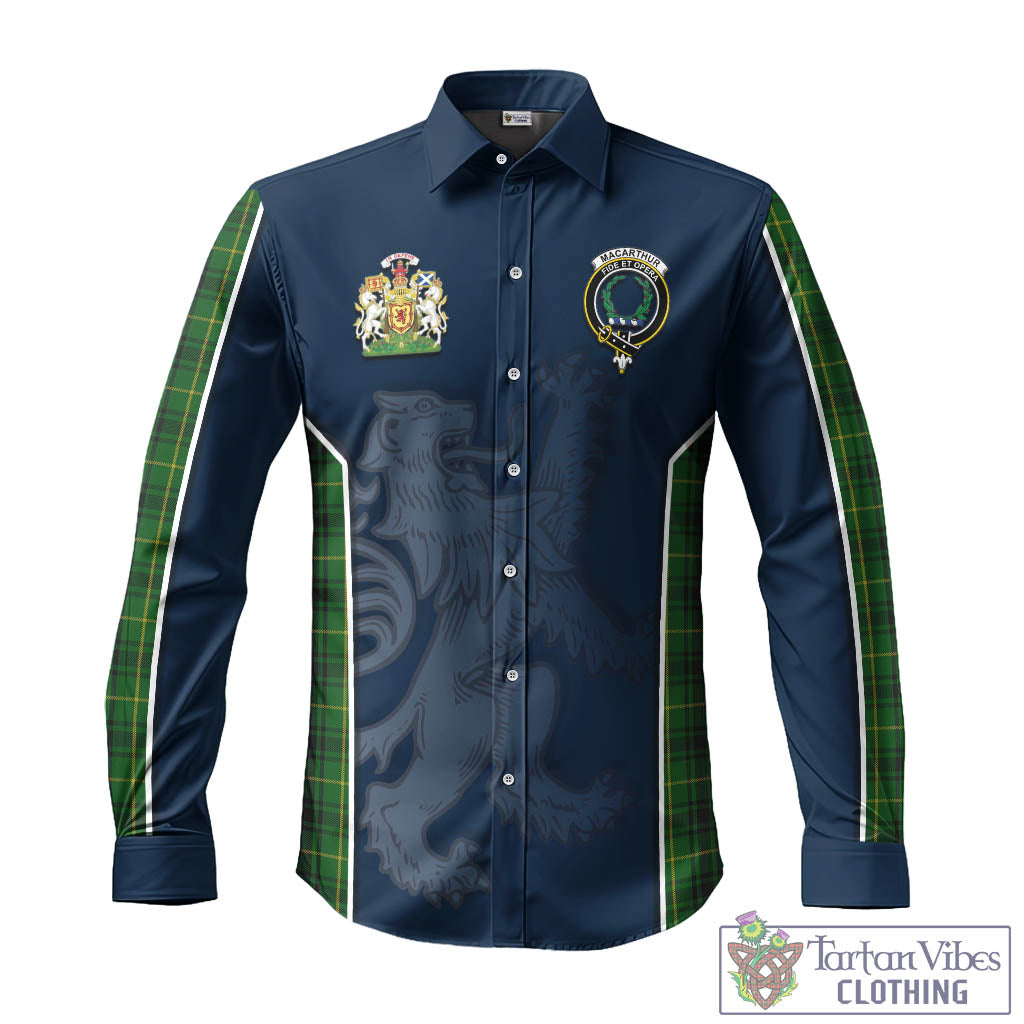 Tartan Vibes Clothing MacArthur Tartan Long Sleeve Button Up Shirt with Family Crest and Lion Rampant Vibes Sport Style