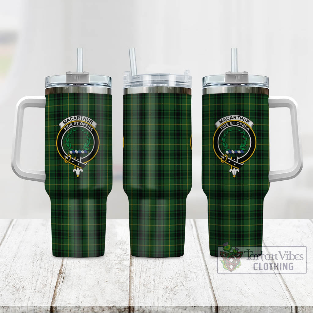 Tartan Vibes Clothing MacArthur Tartan and Family Crest Tumbler with Handle