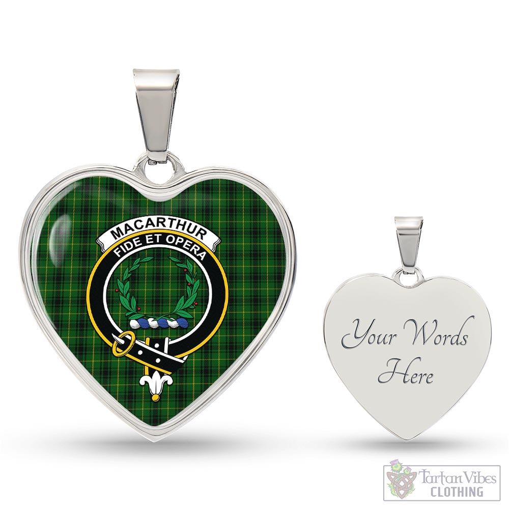 Tartan Vibes Clothing MacArthur Tartan Heart Necklace with Family Crest