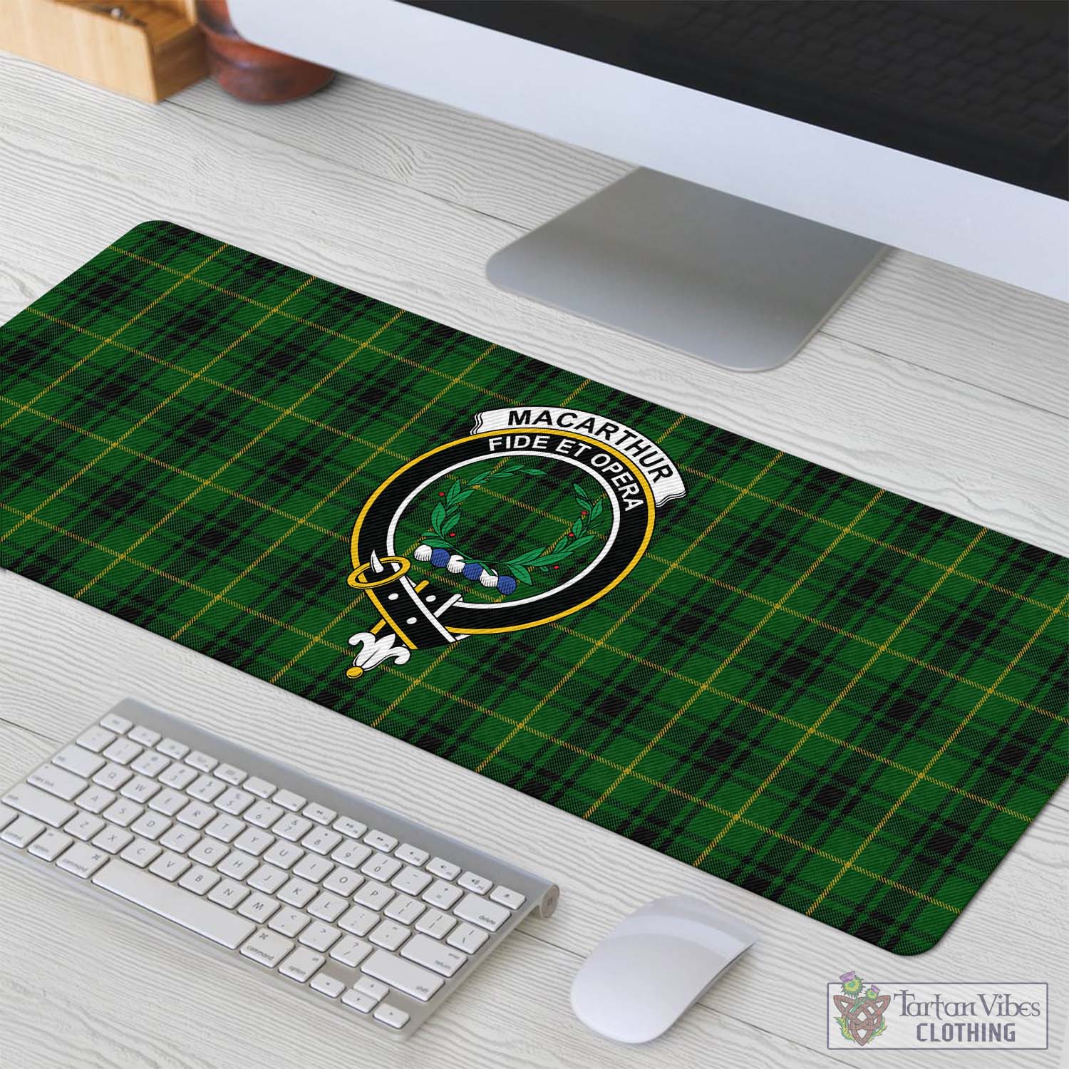 Tartan Vibes Clothing MacArthur Tartan Mouse Pad with Family Crest