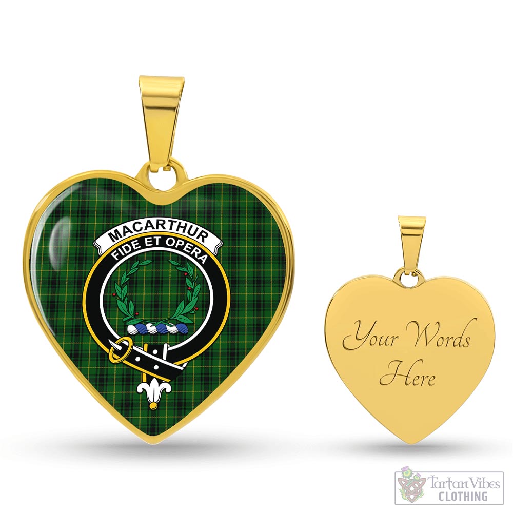Tartan Vibes Clothing MacArthur Tartan Heart Necklace with Family Crest