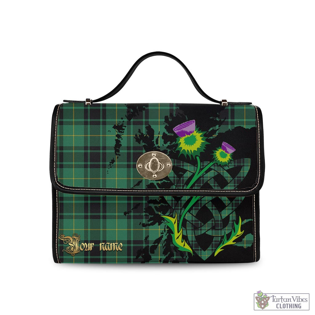 Tartan Vibes Clothing MacArthur Ancient Tartan Waterproof Canvas Bag with Scotland Map and Thistle Celtic Accents