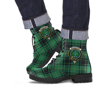 MacArthur Ancient Tartan Leather Boots with Family Crest