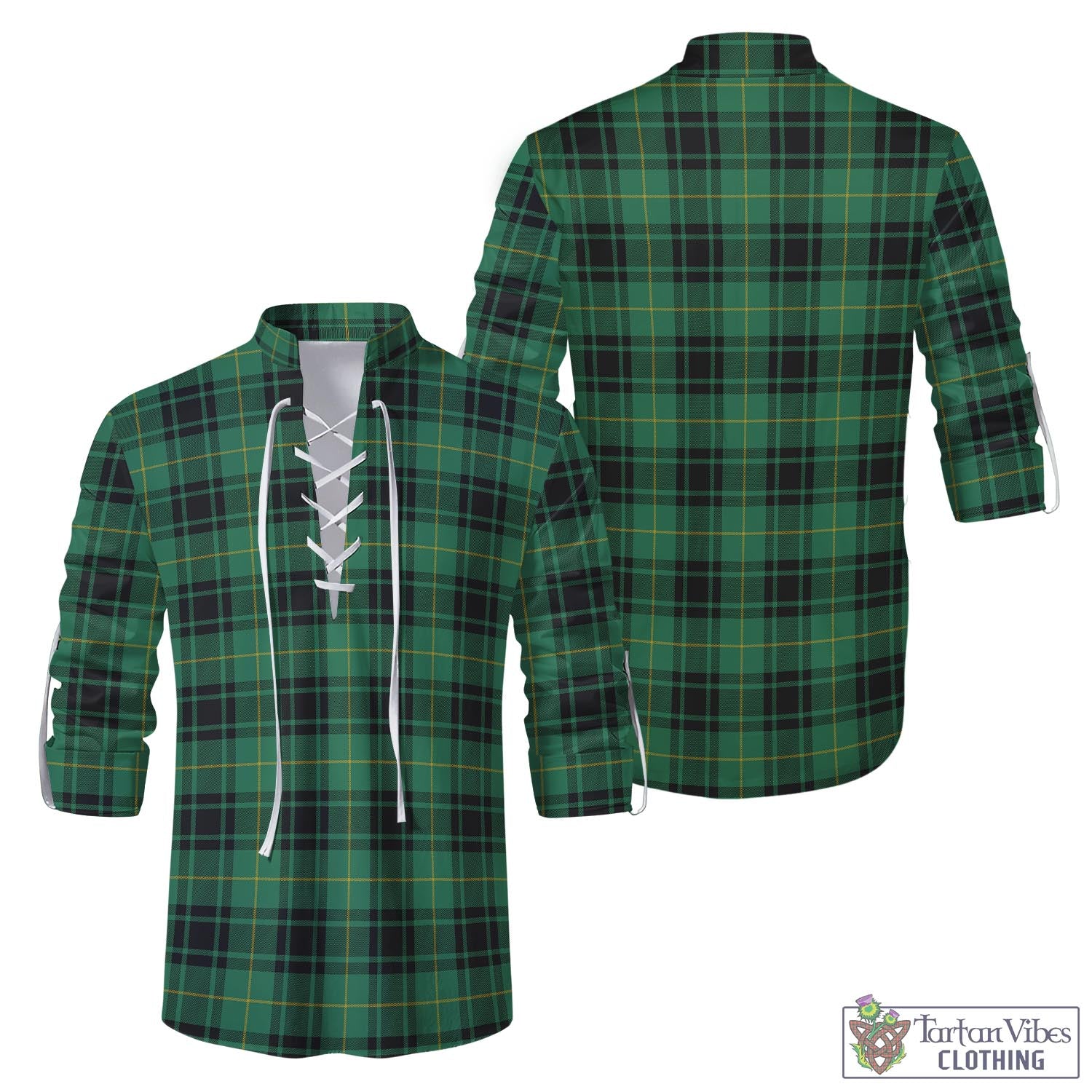 Tartan Vibes Clothing MacArthur Ancient Tartan Men's Scottish Traditional Jacobite Ghillie Kilt Shirt
