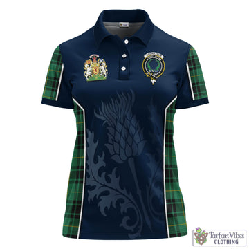 MacArthur Ancient Tartan Women's Polo Shirt with Family Crest and Scottish Thistle Vibes Sport Style