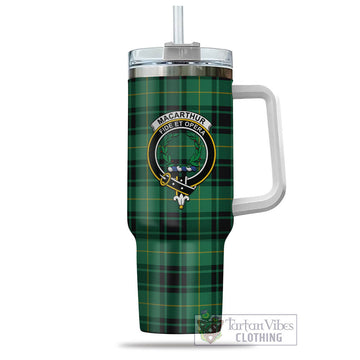 MacArthur Ancient Tartan and Family Crest Tumbler with Handle