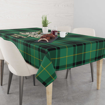 MacArthur Ancient Tartan Tablecloth with Clan Crest and the Golden Sword of Courageous Legacy
