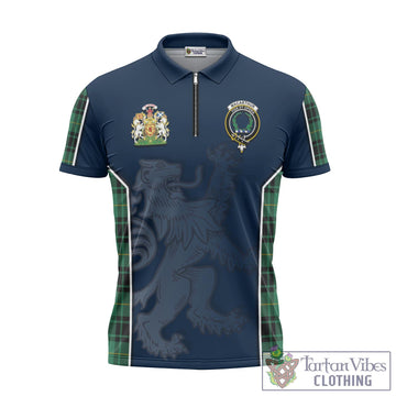 MacArthur Ancient Tartan Zipper Polo Shirt with Family Crest and Lion Rampant Vibes Sport Style