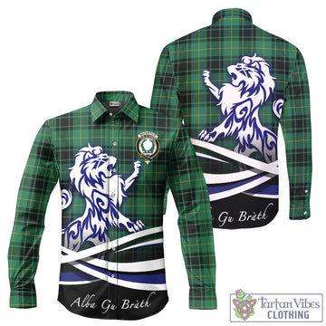 MacArthur Ancient Tartan Long Sleeve Button Up Shirt with Alba Gu Brath Regal Lion Emblem