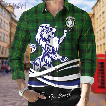 MacArthur Highland Tartan Long Sleeve Button Up Shirt with Alba Gu Brath Regal Lion Emblem