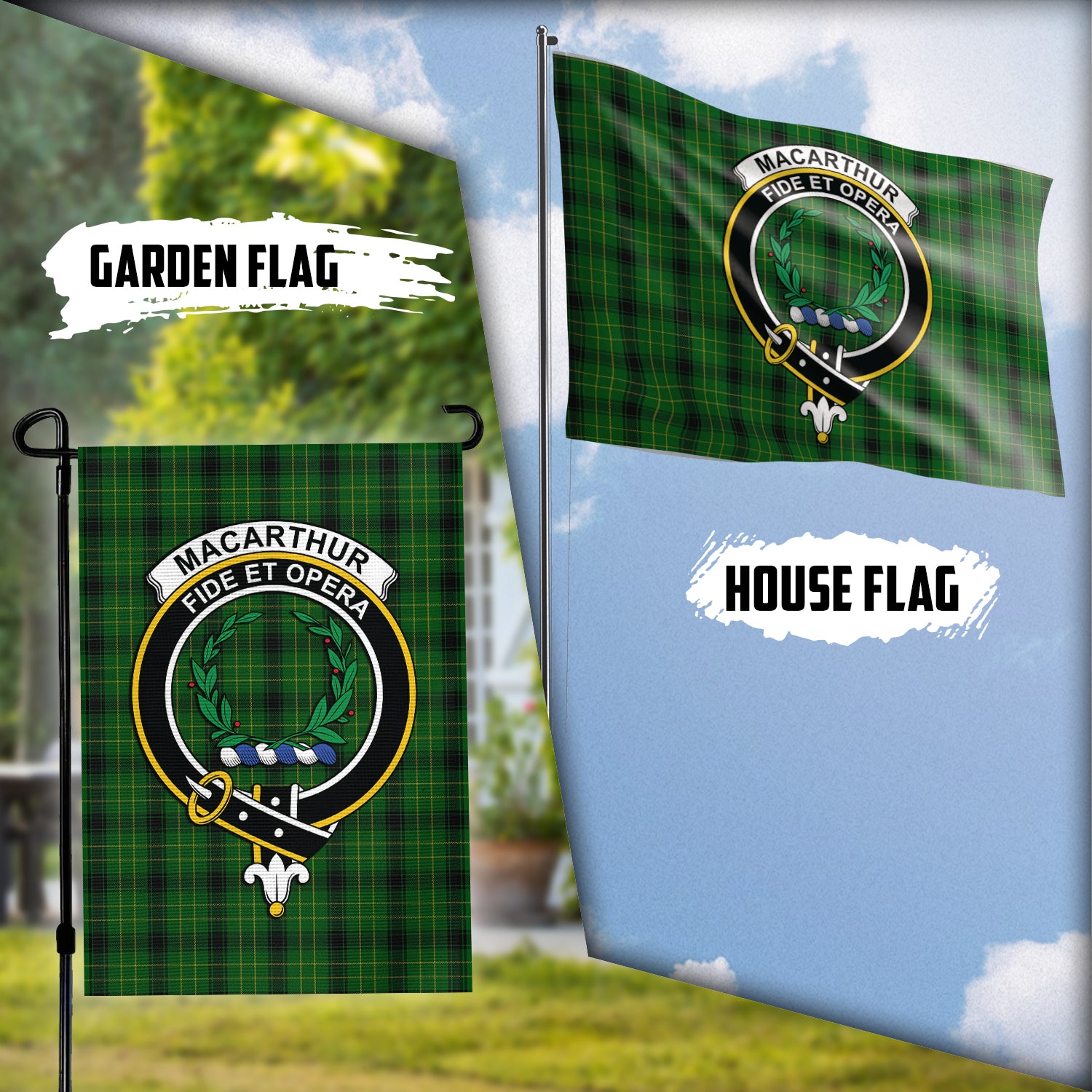 macarthur-highland-tartan-flag-with-family-crest