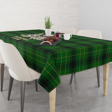 MacArthur Highland Tartan Tablecloth with Clan Crest and the Golden Sword of Courageous Legacy