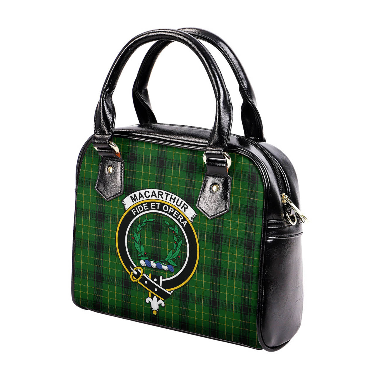 MacArthur Highland Tartan Shoulder Handbags with Family Crest - Tartanvibesclothing