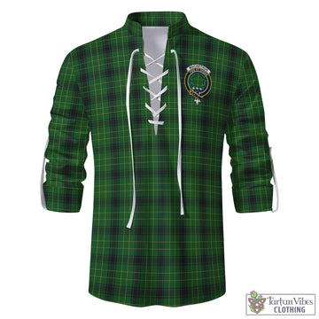 MacArthur Highland Tartan Men's Scottish Traditional Jacobite Ghillie Kilt Shirt with Family Crest