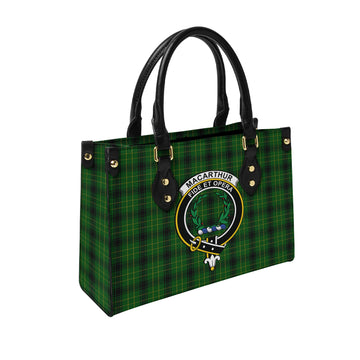MacArthur Highland Tartan Leather Bag with Family Crest