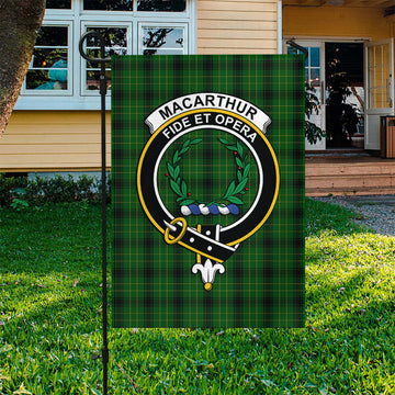 MacArthur Highland Tartan Flag with Family Crest