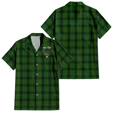 MacArthur Highland Tartan Short Sleeve Button Down Shirt with Family Crest