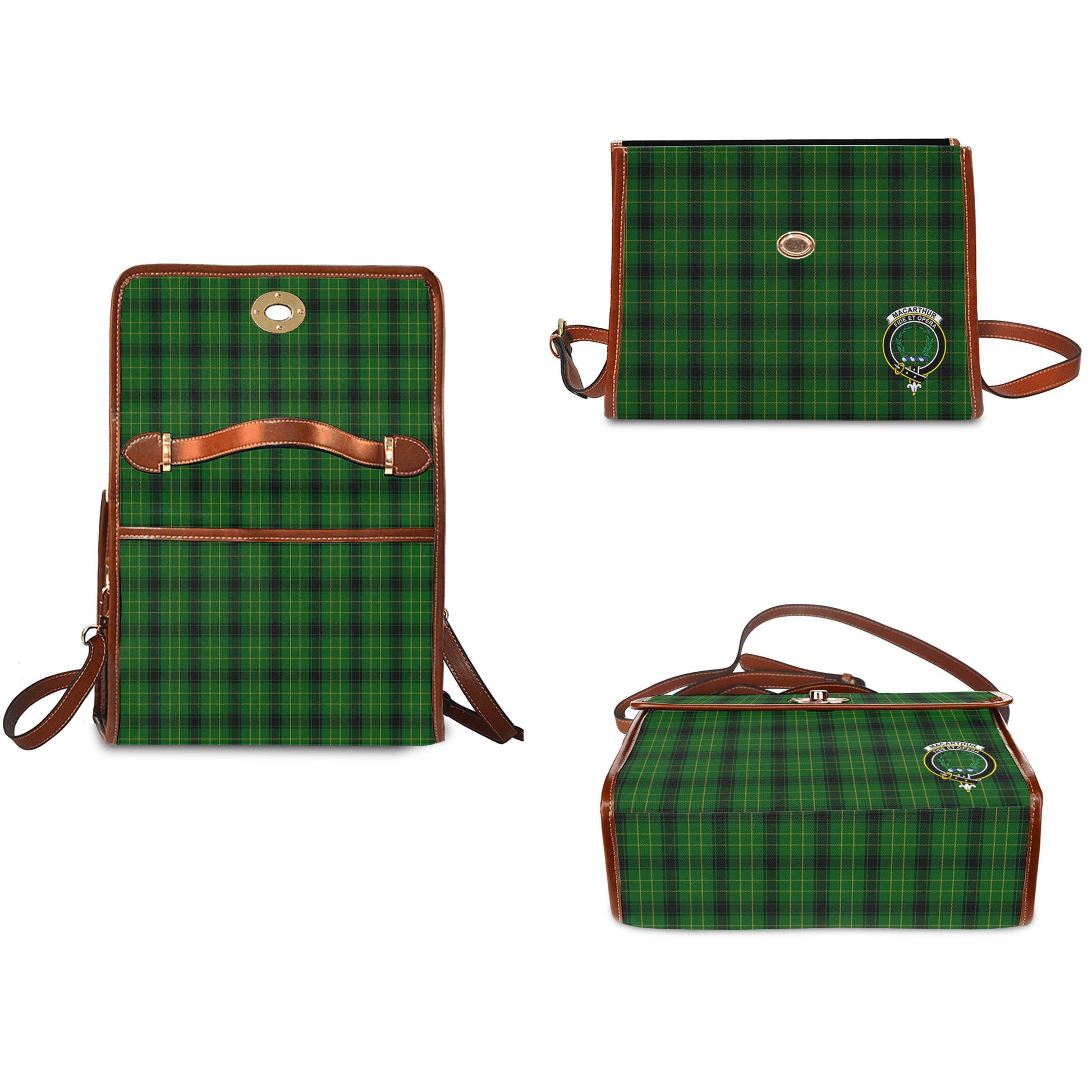 macarthur-highland-tartan-leather-strap-waterproof-canvas-bag-with-family-crest