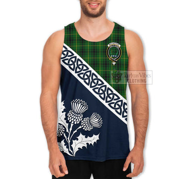Tartan Vibes Clothing MacArthur (McArthur) Tartan Men's Tank Top Featuring Thistle and Scotland Map