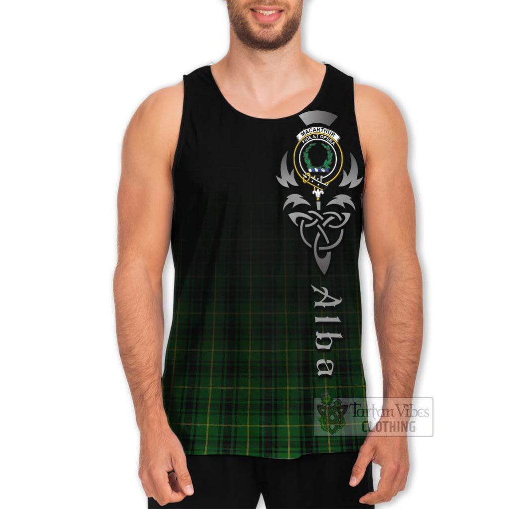 Tartan Vibes Clothing MacArthur (McArthur) Tartan Men's Tank Top Featuring Alba Gu Brath Family Crest Celtic Inspired