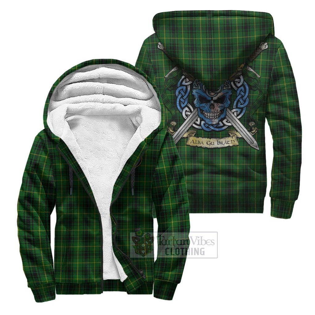 Tartan Vibes Clothing MacArthur (McArthur) Tartan Sherpa Hoodie with Family Crest Celtic Skull Style