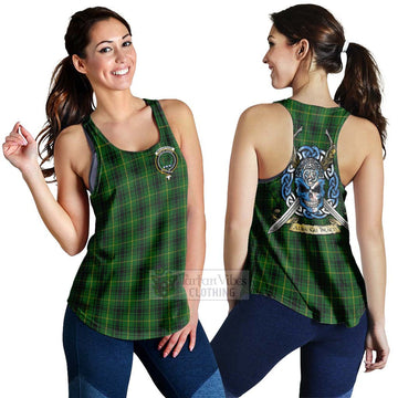 Tartan Vibes Clothing MacArthur (McArthur) Tartan Women's Racerback Tanks with Family Crest Celtic Skull Style