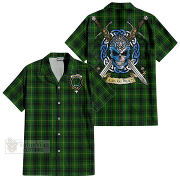 MacArthur (McArthur) Tartan Hawaiian Shirt with Family Crest Celtic Skull Style
