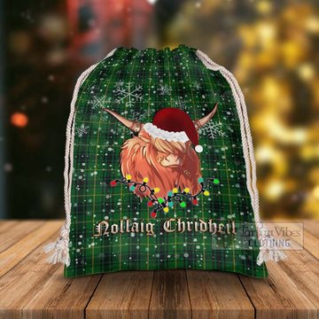 Tartan Vibes Clothing MacArthur (McArthur) Tartan Christmas Santa's Bag with Highland Cow