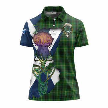 MacArthur (McArthur) Tartan Family Crest Women's Polo Shirt Scottish Thistle Celtic Inspired