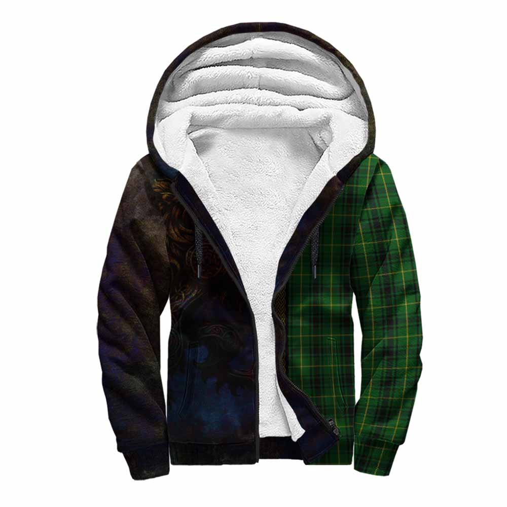 Tartan Vibes Clothing MacArthur (McArthur) Tartan Family Crest Sherpa Hoodie Alba Gu Brath Be Brave Lion Ancient Style