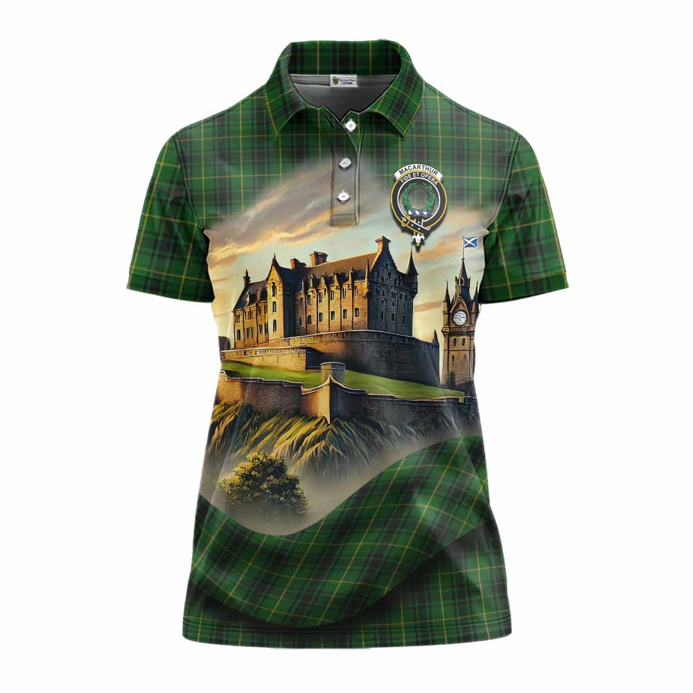 Tartan Vibes Clothing MacArthur (McArthur) Tartan Family Crest Women's Polo Shirt with Scottish Ancient Castle Stype