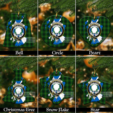 MacArthur (McArthur) Tartan Christmas Ceramic Ornaments with Family Crest and Scotland Map