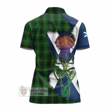 MacArthur (McArthur) Tartan Family Crest Women's Polo Shirt Scottish Thistle Celtic Inspired