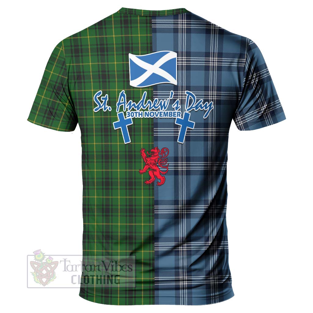 Tartan Vibes Clothing MacArthur (McArthur) Tartan T-Shirt Happy St. Andrew's Day Half Tartan Style