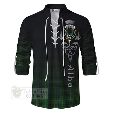 Tartan Vibes Clothing MacArthur (McArthur) Tartan Ghillie Kilt Shirt Featuring Alba Gu Brath Family Crest Celtic Inspired