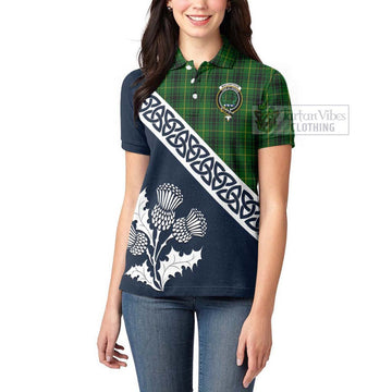 Tartan Vibes Clothing MacArthur (McArthur) Tartan Women's Polo Shirt Featuring Thistle and Scotland Map