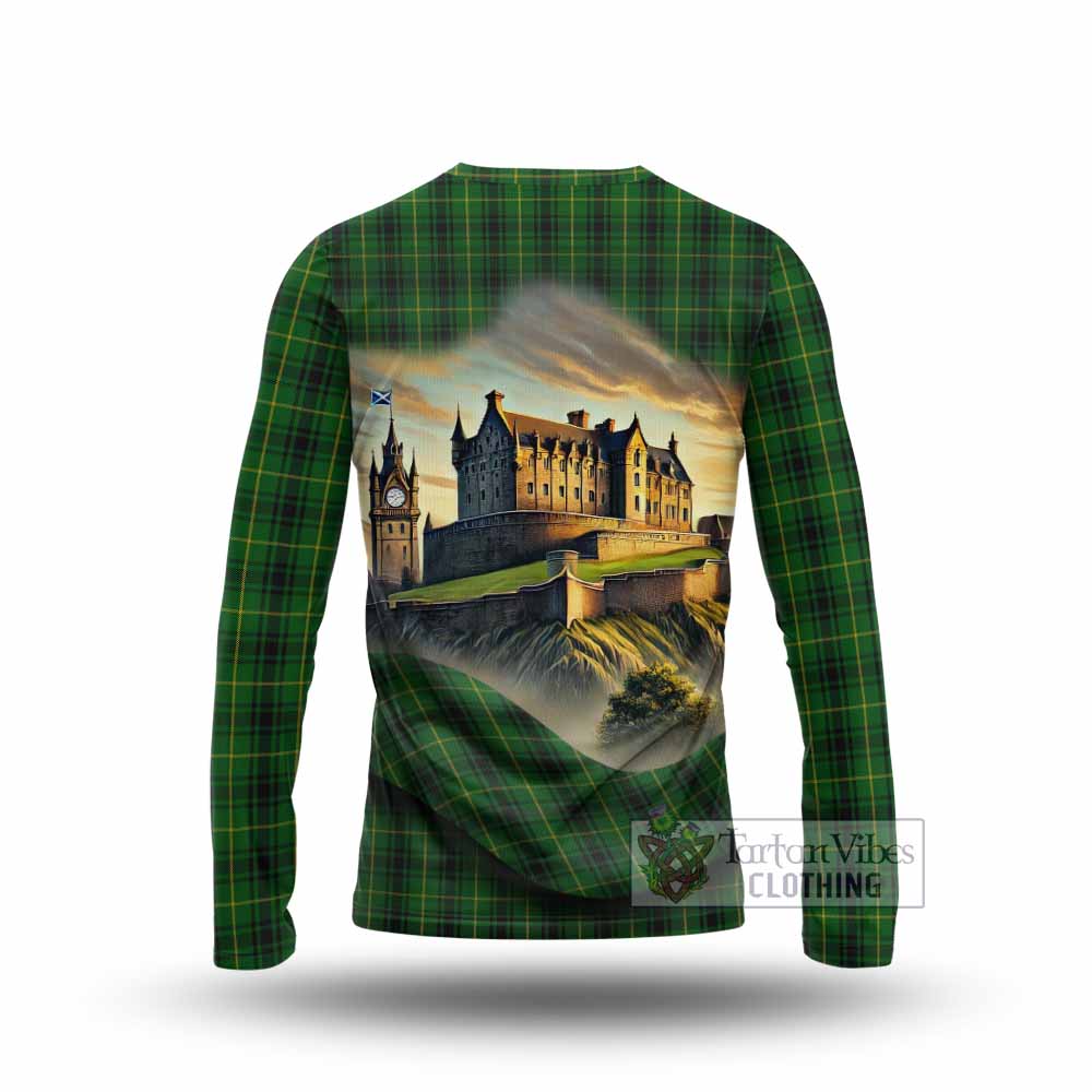 Tartan Vibes Clothing MacArthur (McArthur) Tartan Family Crest Long Sleeve T-Shirt with Scottish Ancient Castle Style