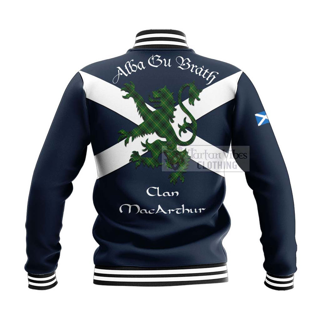 Tartan Vibes Clothing MacArthur (McArthur) Tartan Lion Rampant Baseball Jacket – Proudly Display Your Heritage with Alba Gu Brath and Clan Name