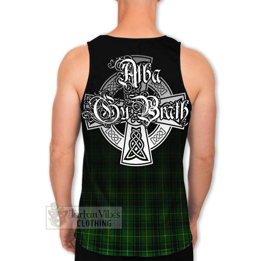 Tartan Vibes Clothing MacArthur (McArthur) Tartan Men's Tank Top Featuring Alba Gu Brath Family Crest Celtic Inspired