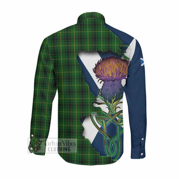 MacArthur (McArthur) Tartan Family Crest Long Sleeve Button Shirt Scottish Thistle Celtic Inspired