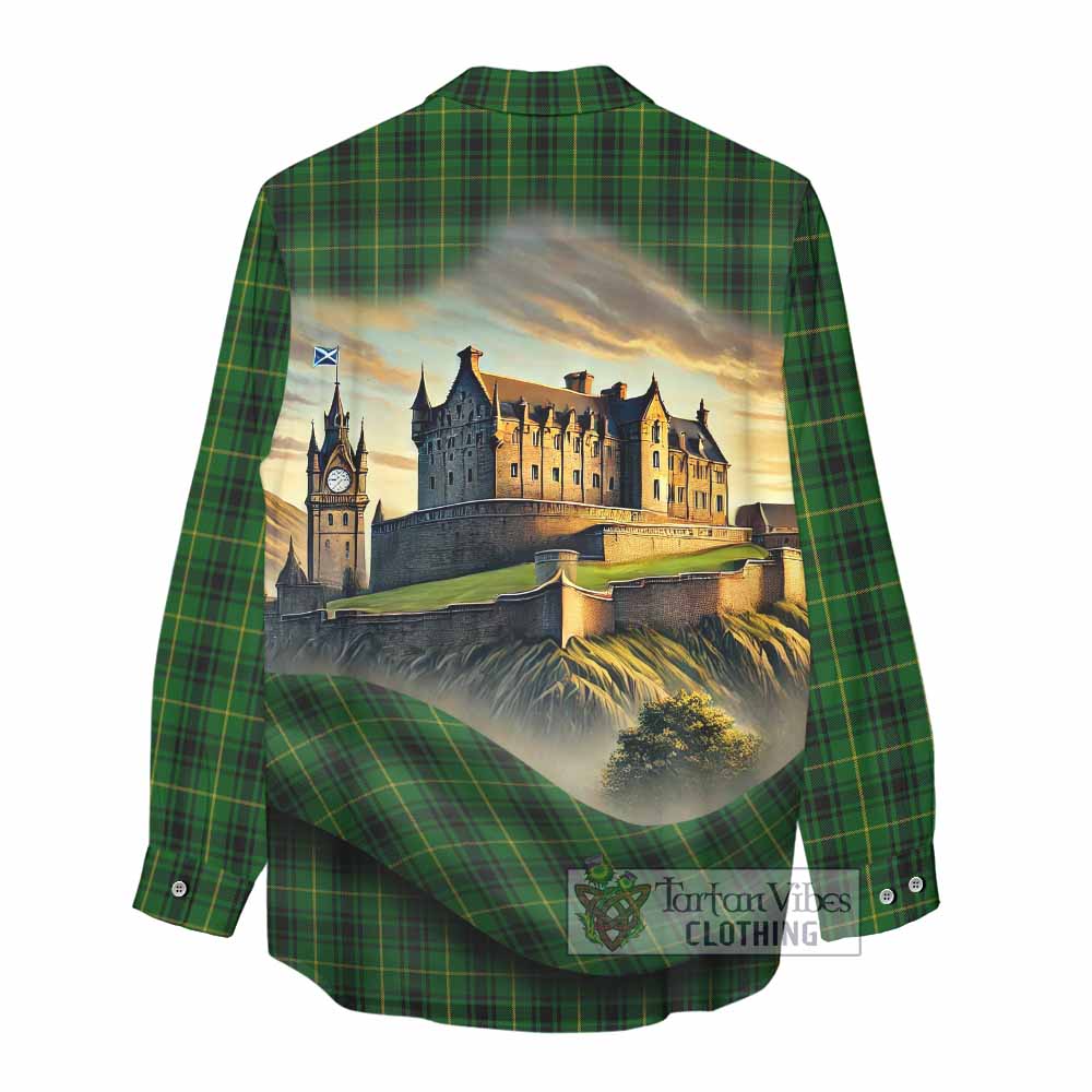 Tartan Vibes Clothing MacArthur (McArthur) Tartan Family Crest Women's Casual Shirt with Scottish Ancient Castle Style