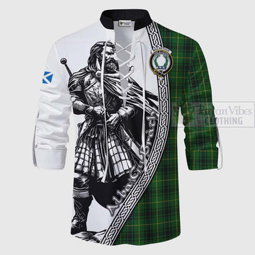 Tartan Vibes Clothing MacArthur (McArthur) Tartan Clan Crest Ghillie Kilt Shirt with Highlander Warrior Celtic Style